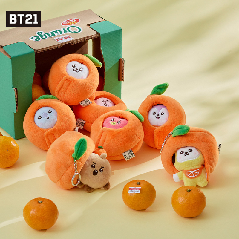 【Authentic in Stock】Bt21 Bts Baby Orange Party Plush Keychain Bag Pendant Couple Gift