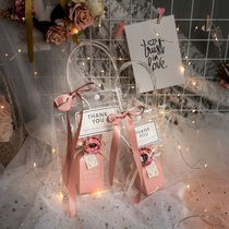 MISS XIU wedding flash girl] Pink sweet wind wedding bridesmaid gift candy hand carry transparent bag