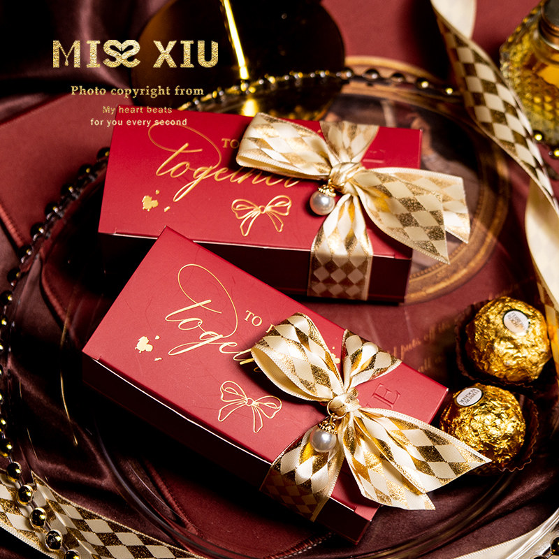 MISSXIU wedding Aurora] 20 hot stamping INS style European French wedding advanced feeling candy empty box
