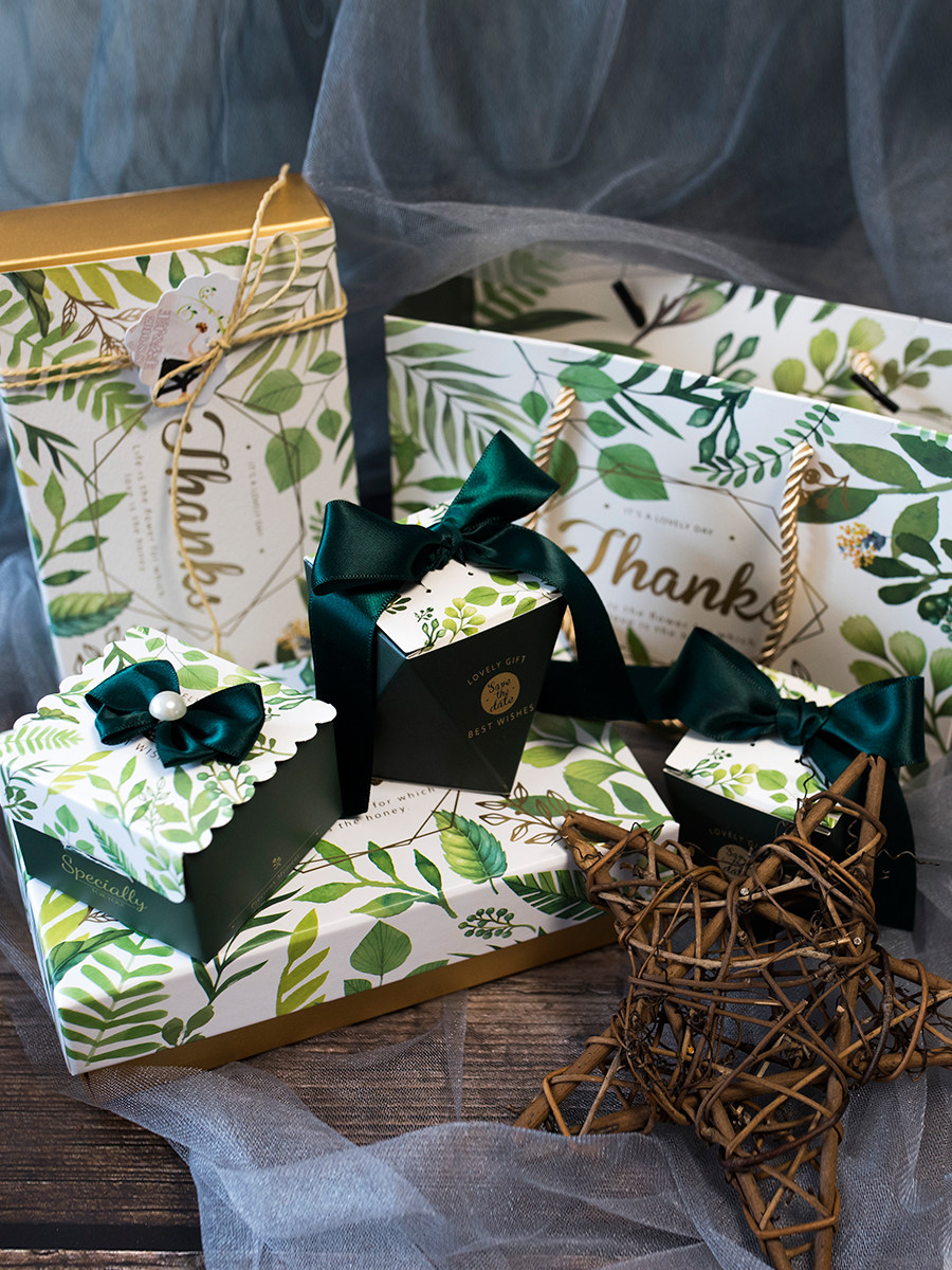 MISSXIU wedding honey language forest] Happy candy set green forest outdoor wedding hand gift tote bag