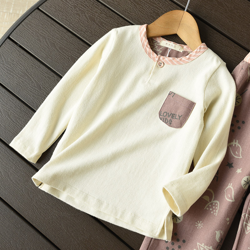Quần áo cotton cho bé bộ đồ ngủ đặt quần dài tay bé trai và bé gái lớn quần áo mùa thu đông ao so sinh be trai