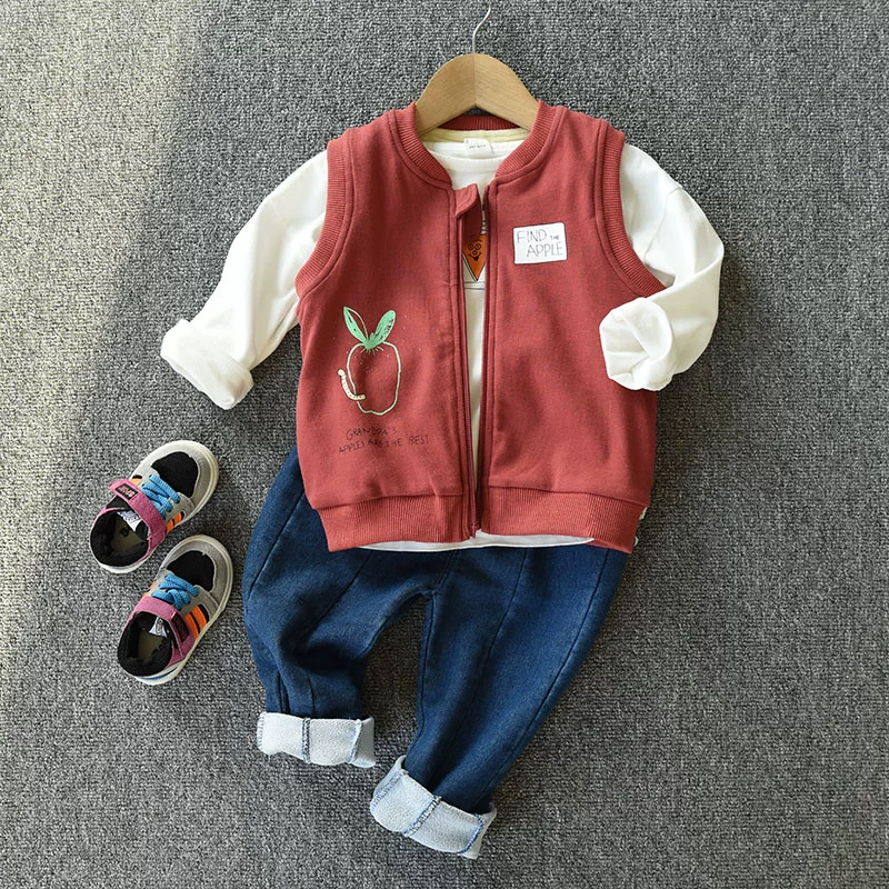 Áo lót cotton ấm bên trong cotton trẻ em cộng với áo vest nhung ấm áp áo vest cotton vai bé trai mùa thu đông