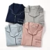 Cặp đôi mẫu đồ ngủ cotton dệt kim nam và nữ cardigan dài tay quần dài phục vụ tại nhà hai mảnh phù hợp với quần áo mùa thu đông pijama nam cotton Nam giới