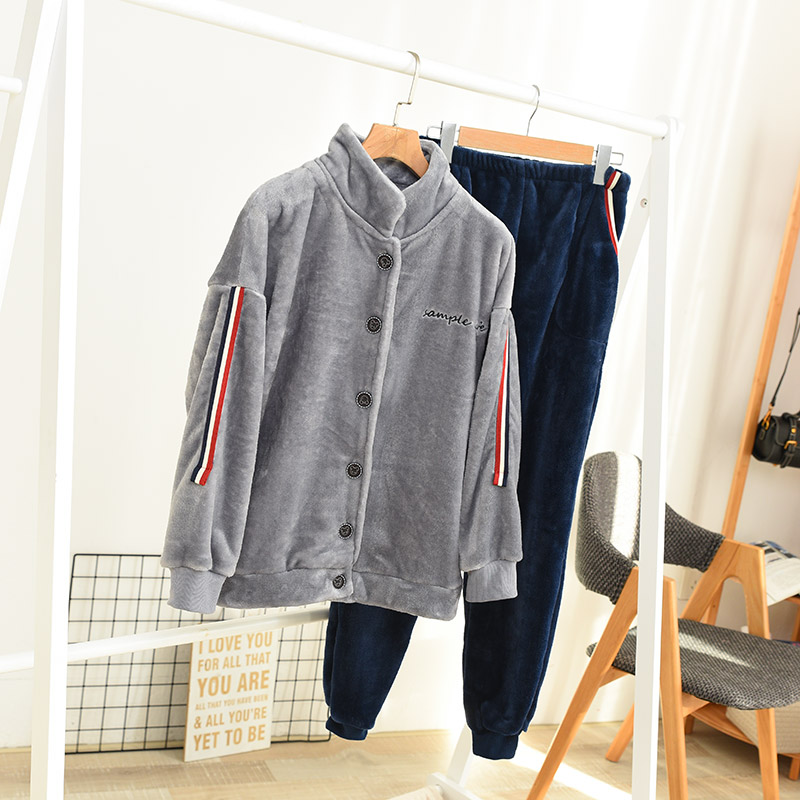 Cặp vợ chồng mẫu nam và nữ flannel dịch vụ nhà phù hợp dày đồ ngủ ấm san hô nhung dày quần áo mùa đông đồ bộ dài tay mặc nhà