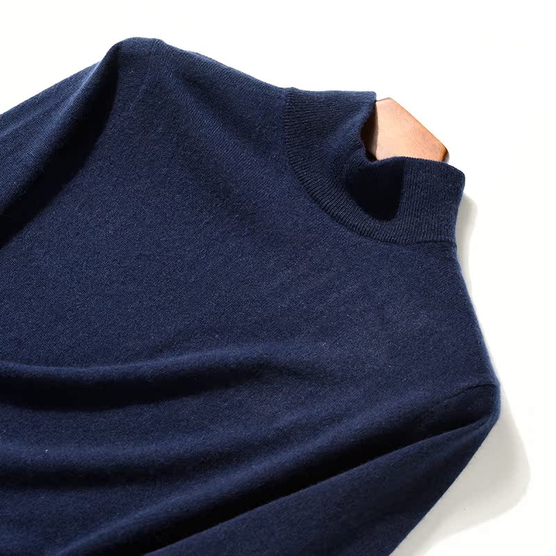 Áo len nam Half Turt Full cashmere Ấm áp mềm mại 糯 Màu đơn giản Áo len đơn giản Mùa đông mặc áo hoodie cặp