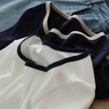 Тонкая приталенная летняя футболка, квадратный вырез, короткий рукав, городской стиль