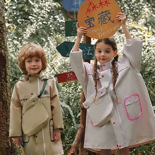 A类 遇水显花儿童雨衣 男童女童连帽雨披学生 中大童户外防水衣