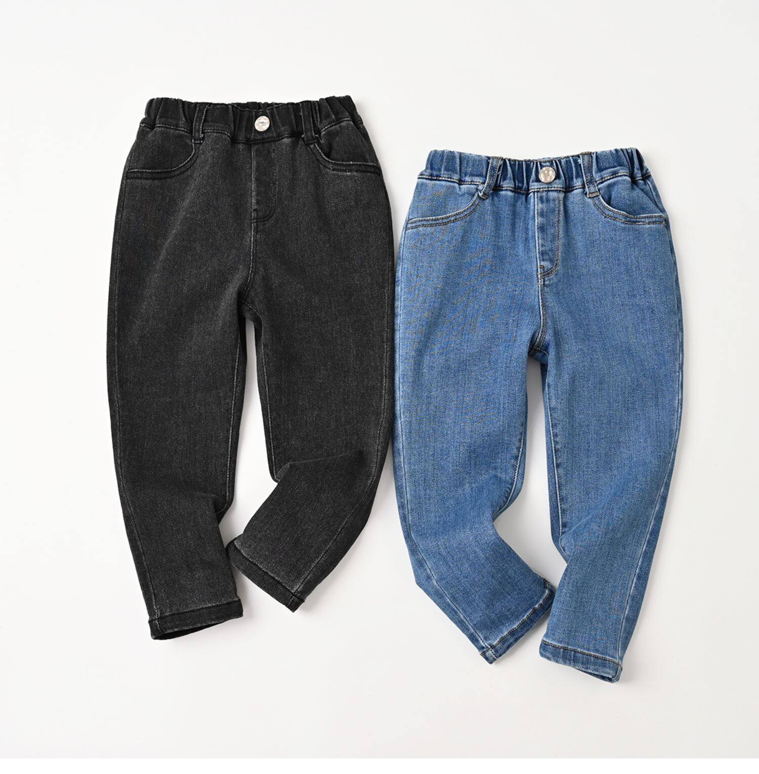 Детские джинсы для мальчиков, эластичные осенние штаны, подходят для подростков     