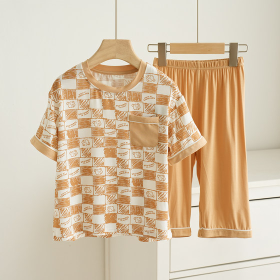 50支兰精莫代尔 儿童家居套装 男女童睡衣睡裤 中大童起居服 夏款