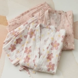 Японский свежий хлопковый марлевый комплект, банный халат, пижама, штаны