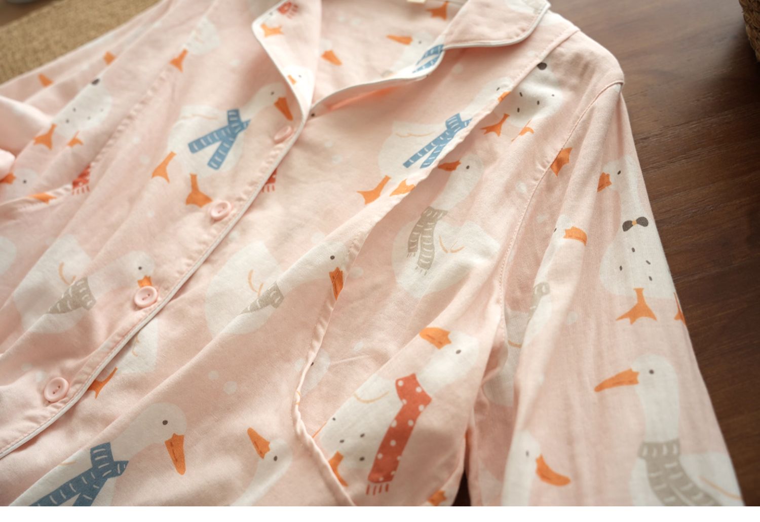 女士双层纱布纯棉月子服 哺乳睡衣 孕期产后宽松家居服套装春秋款 — 38