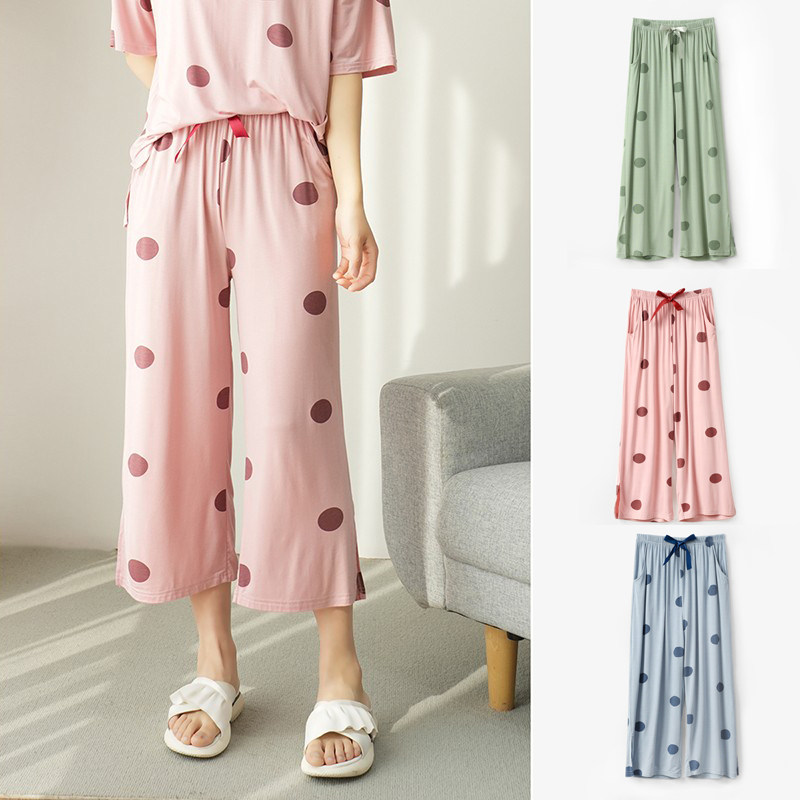 Soft and cool Lady Modale Seven Pants Polo Dot Home Sleeping Pants Cool Up Pants Summer Style Women's Clothing
