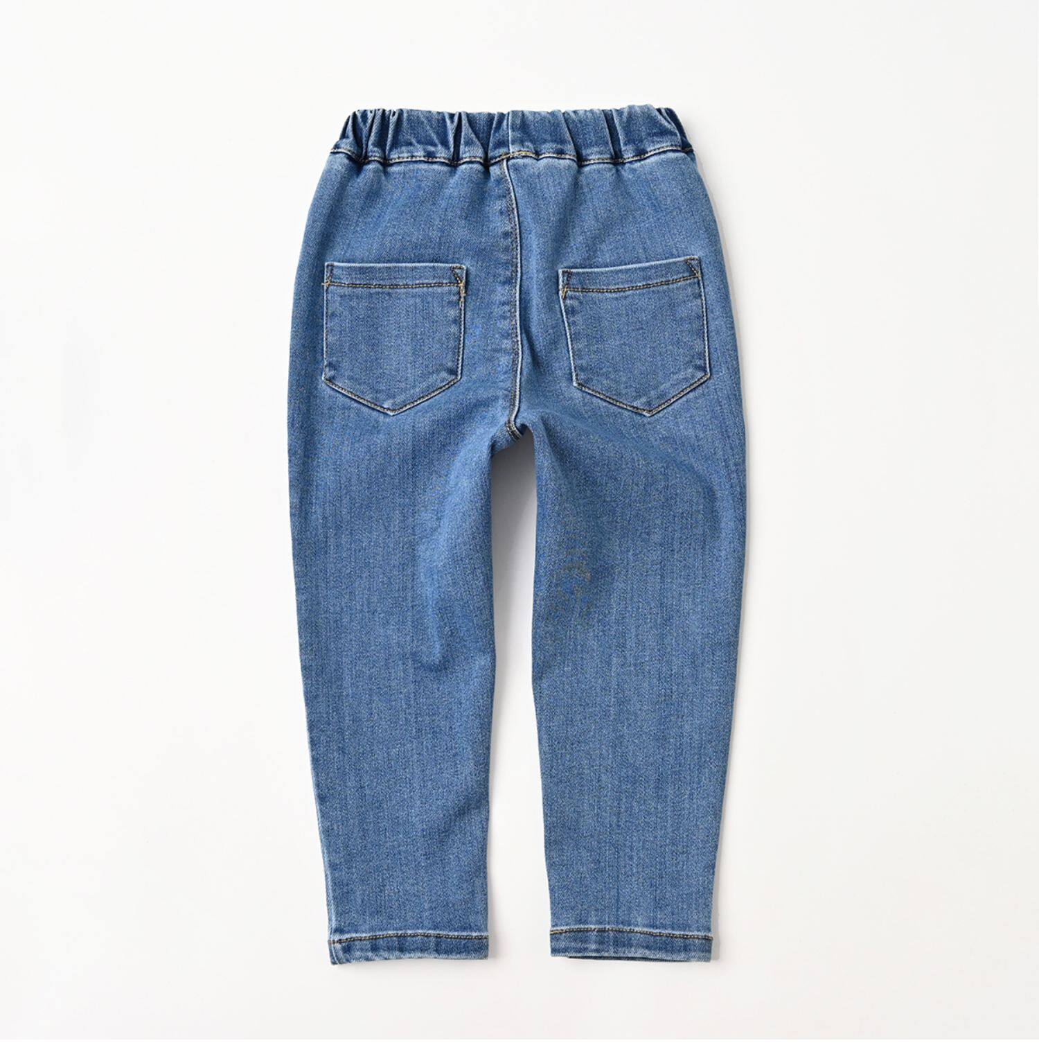 Детские джинсы для мальчиков, эластичные осенние штаны, подходят для подростков     