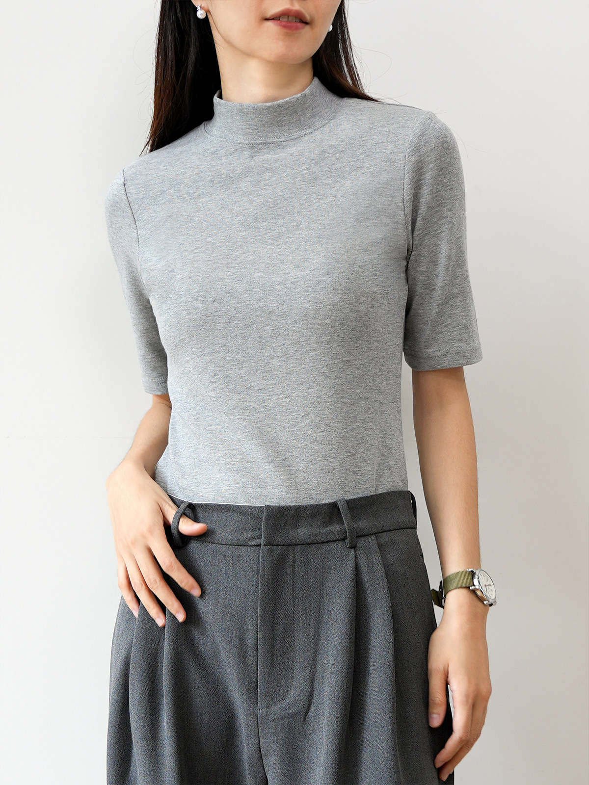 Нежный Мягкий клейкий мисс водолазка пятый из рукава свитер термостатический эластичность твердый теплый короткий рукав шаньдун Интернет магазин 