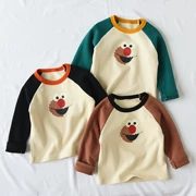 Áo thun cotton bé gái có tay dài bằng vải cotton cho bé trai và bé gái màu hit cổ tròn