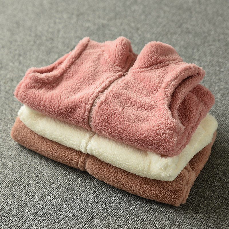 Imitation lambskin vest children's stand-up collar warm vest soft and warm children's spring and autumn and winter three seasons to wear