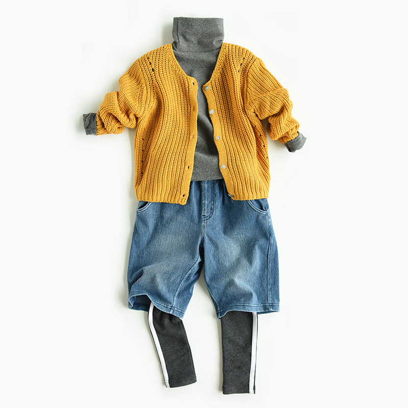 Áo thun cotton dày trẻ em cotton sandal nửa cổ cao tay dài áo thun trẻ em 2018 thu đông quần áo trẻ em cao cấp