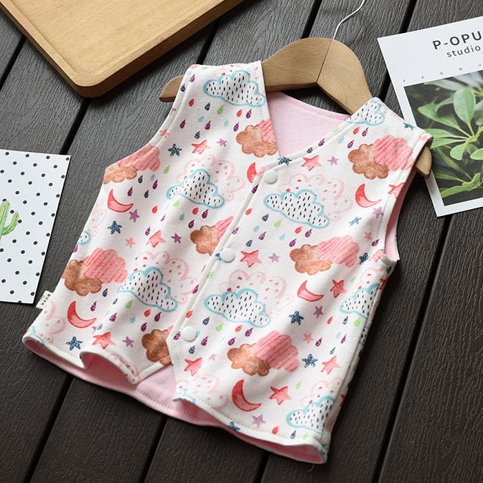 Áo vest trẻ em cotton cho bé đan áo len đan hai bên Mặc áo vest bé trai và bé gái quần áo trẻ em đẹp