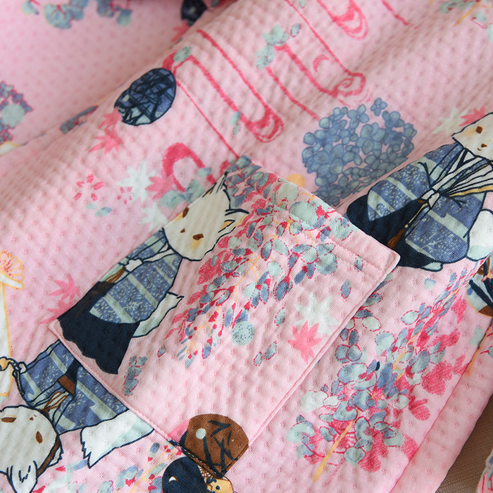 Bộ đồ kimono Nhật Bản cotton air layer nữ dài tay quần nhà đồ ngủ đồ ngủ mùa thu đông đồ ngủ đẹp