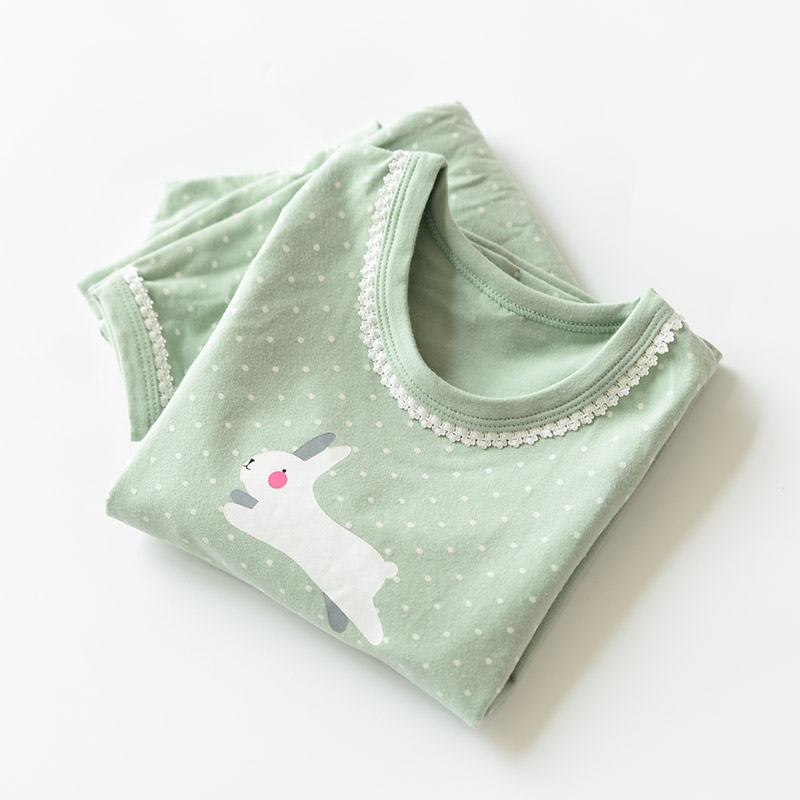 Cô gái Lycra bộ đồ lót cotton Quần áo gia đình hai mảnh Quần áo mùa thu Quần dài Đồ ngủ Trẻ em lớn Quần áo mùa thu và mùa đông quần áo bé gái