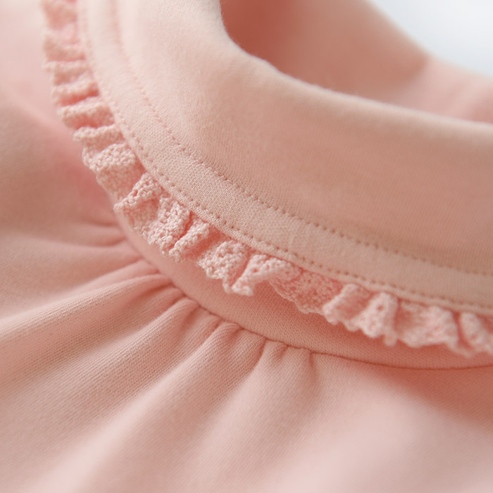 Áo sơ mi nữ đáy xinh xắn Đầm ren cổ cao tay dài Áo thun cotton dày và mềm mịn áo trẻ em