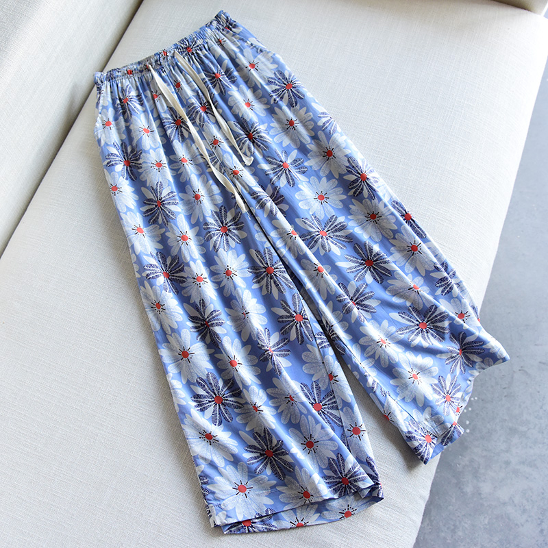 Quần cotton nam cắt cúp Quần nữ Quần ống rộng Quần nhà mùa hè Đồ ngủ mùa hè Nữ mặc quần áo nam hàng hiệu