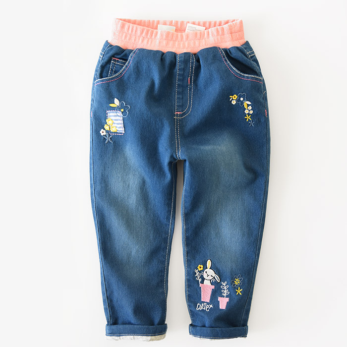 Thay đổi mã để mặc quần denim, lót cotton đan, quần denim mềm cho trẻ em, bé trai và bé gái quần jean lót lông trẻ em
