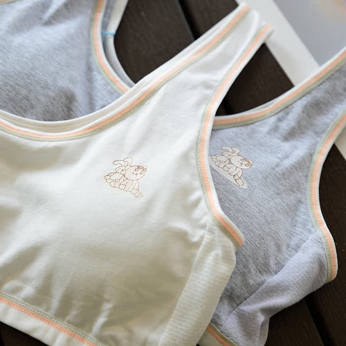 Áo lót cotton tuổi teen Không có vòng thép cốc mỏng Đồ lót học sinh Bốn mùa mặc được áo lót mỏng