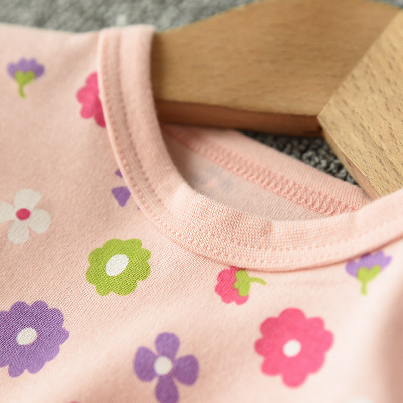 Cô gái cotton cao eo thiết kế bụng dịch vụ nhà phù hợp với bé quần dài tay mùa thu quần áo hai mảnh phù hợp với mùa thu và quần áo mùa đông shop quần áo trẻ em đẹp