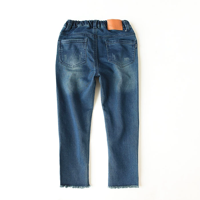 Cô gái dệt kim Jeans mềm mại và đàn hồi Quần trẻ em Quần hoang dã Chàng trai lớn mùa thu và mùa đông