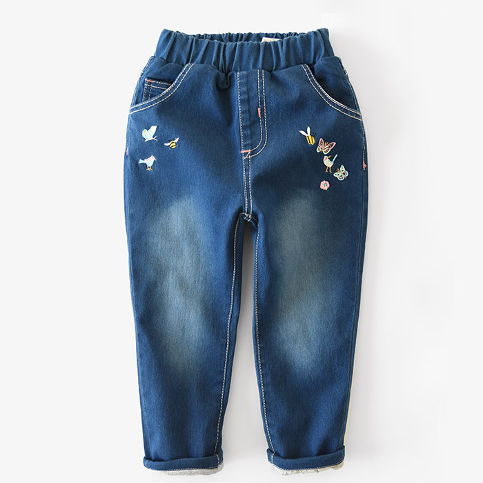 Thay đổi mã để mặc quần denim, lót cotton đan, quần denim mềm cho trẻ em, bé trai và bé gái quần jean lót lông trẻ em