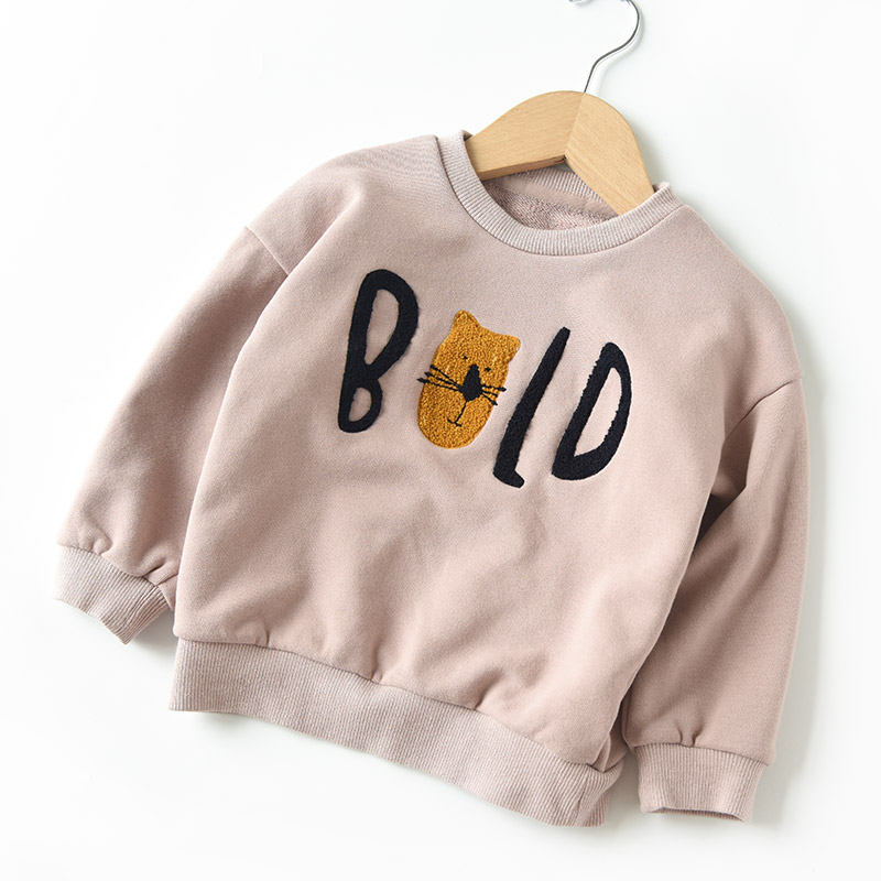 Phần dày Gia đình được trang bị áo thun cotton cổ tròn áo len thả vai áo sơ mi hoạt hình Mẹ và con quan ao tre em