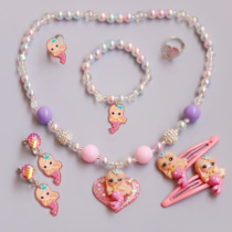 Korean girls Children Baby Girl jewelry mermaid princess pearl necklace set birthday gift