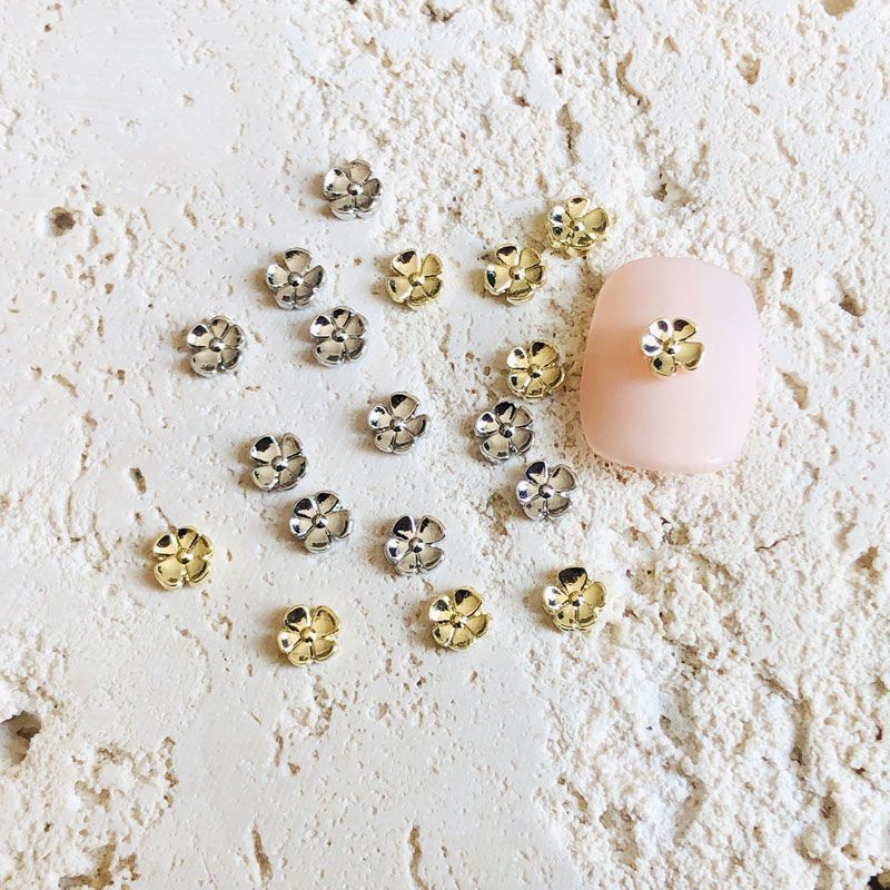 Mini Camellia Nail Art Accessories Alloy Metal Texture Simple Five-Petal Flower Nail Accessories