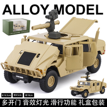 JK Metal 1 32 Hummer H1 military model 6 open door sound and light off-road vehicle simulation car model toy