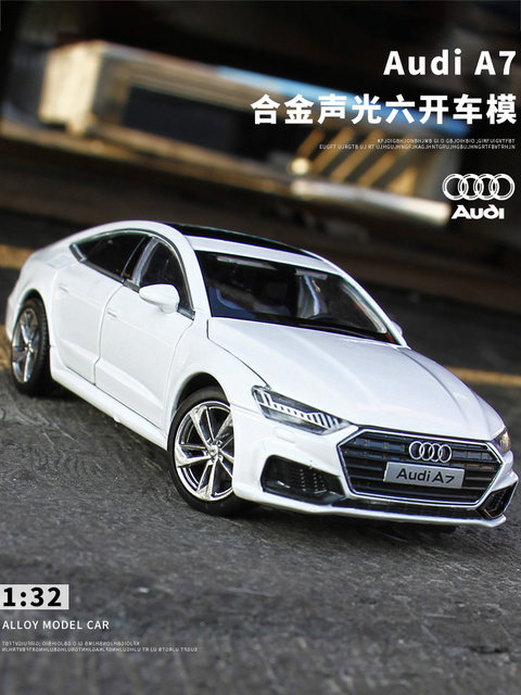 Audi A7 alloy car model 1 32 steering shock absorbing simulation car model collection ornaments boy toy car