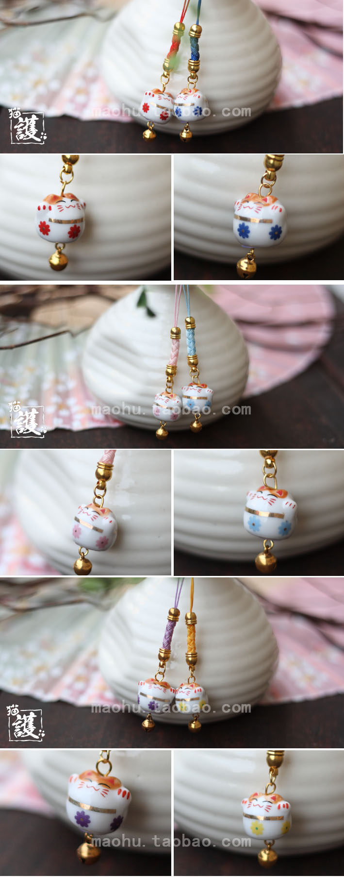 đoạn ngắn dễ thương cá tính sáng tạo Lucky Lucky Cat những người yêu thích hòa bình mặt dây chuyền nam nữ túi đồ trang trí chuỗi điện thoại - Phụ kiện điện thoại di động gia do dien thoai