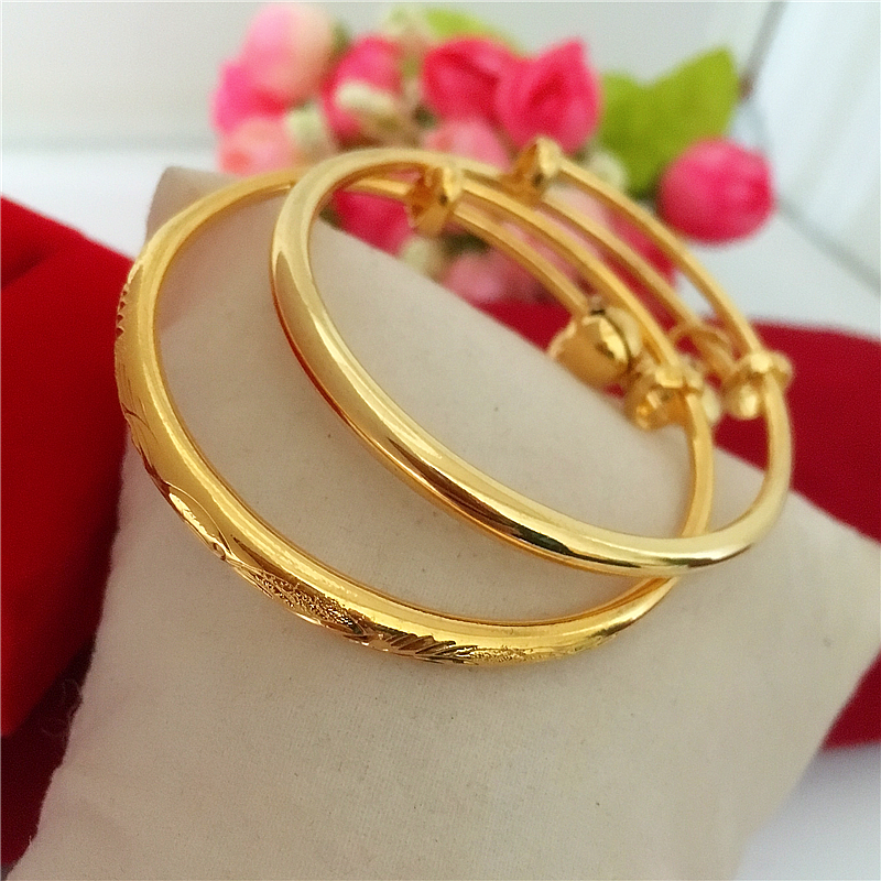 Vòng đeo tay bằng vàng cát 18k cho bé tặng trăng tròn tuổi trẻ tặng chuông đồng xu euro vòng tay quà tặng trẻ em vòng cẩm thạch bọc vàng