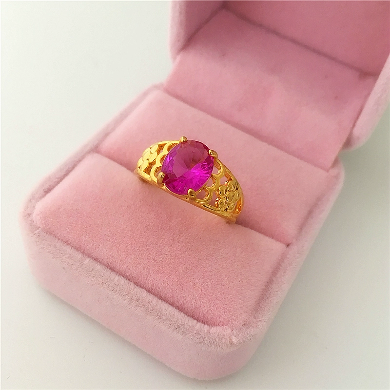 Mới giả Việt Nam nhẫn cát vàng zircon nhẫn Euro 24k đồng mạ vàng mô phỏng ruby ​​mở nhẫn nữ nhẫn bạch kim nam