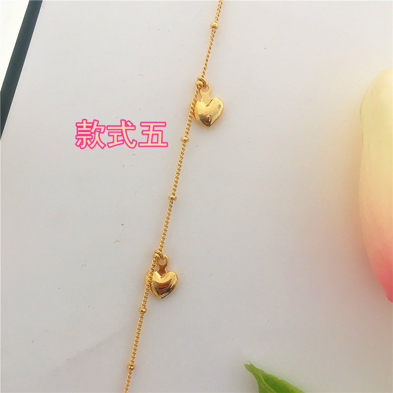 Vòng chân nữ mới Shajin phiên bản Hàn Quốc của vòng đeo tay tình yêu mạ vàng 24K đơn giản, vòng chân giả vàng không phai vòng đeo chân cho nữ