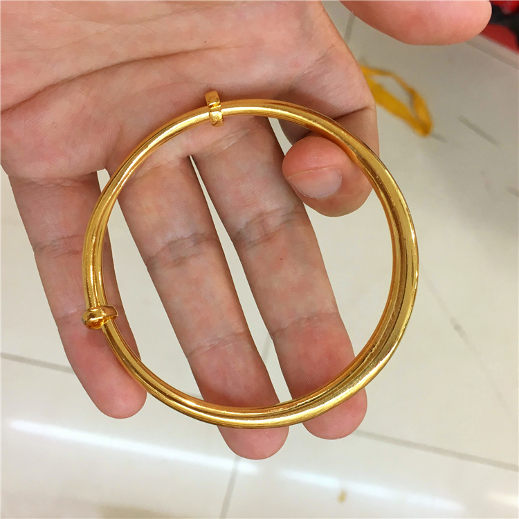 Nhật Bản và Hàn Quốc phiên bản của vòng đeo tay vàng Liên minh châu Âu cao đánh bóng bề mặt cát vàng vòng đeo tay nữ vòng tay trang sức quà tặng điều chỉnh - Vòng đeo tay Cuff vòng huyết long