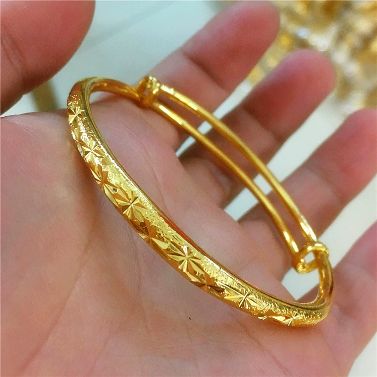 Nhật Bản và Hàn Quốc phiên bản của vòng đeo tay vàng Liên minh châu Âu cao đánh bóng bề mặt cát vàng vòng đeo tay nữ vòng tay trang sức quà tặng điều chỉnh - Vòng đeo tay Cuff