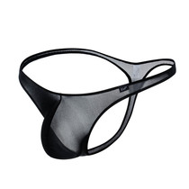 U & I thong mens thin breathable transparent ice silk scrotum support U convex sexy underwear