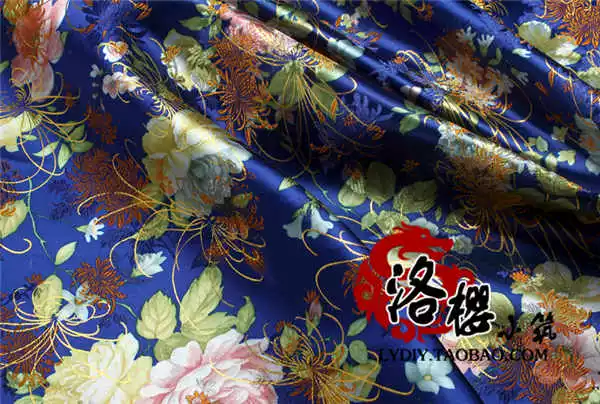 Vải thổ cẩm, trang phục, quần áo trẻ em Hanfu, vải kimono, sườn xám COS, vải satin, hoa mẫu đơn lụa vàng - Vải vải tự làm