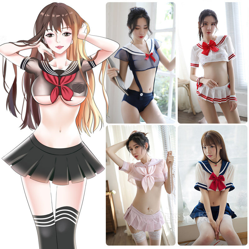 Sexy uniform sailor suit plays the temptation of JK Japanese Korean student dress pure uniform skirt ultra-short suit