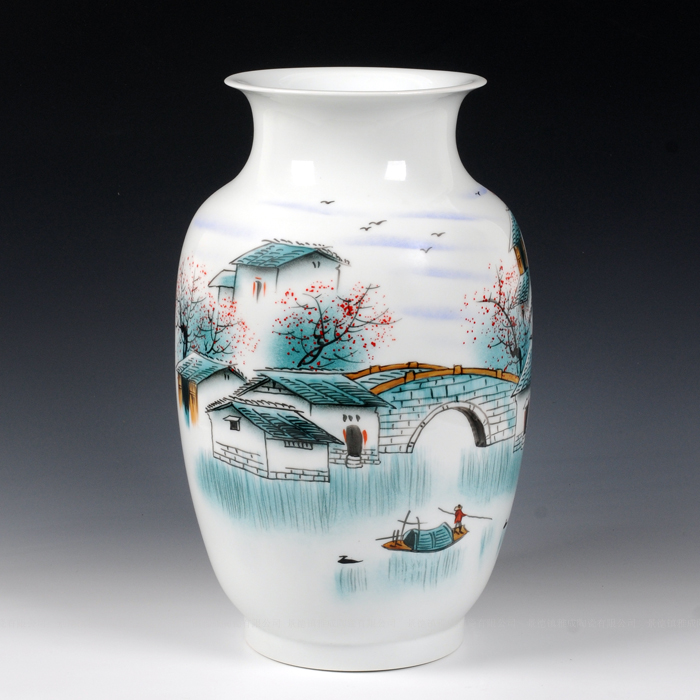 Modern fashion and contracted landing of jingdezhen ceramics powder enamel vase jiangnan water sitting room handicraft furnishing articles
