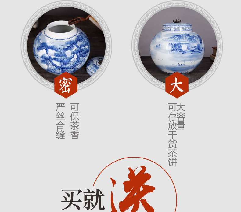 Jingdezhen blue and white landscape complete ceramic pot home furnishing articles sitting room TV ark, porcelain decoration