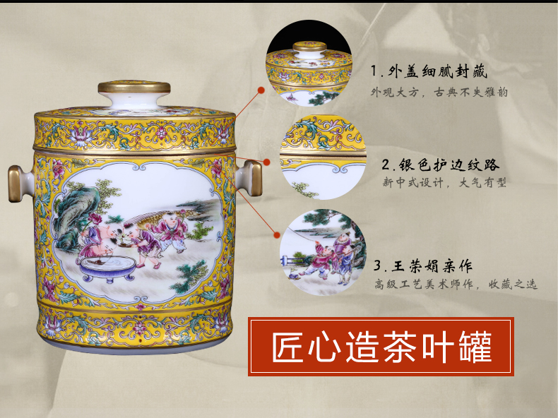 Jingdezhen ceramic new Chinese hand - made tong qu ceramic tea pot puer tea POTS storage tank