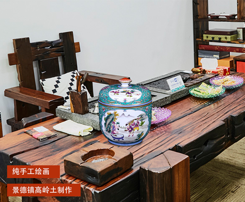 Jingdezhen ceramic manual tong qu caddy fixings of new Chinese style household pu - erh tea seal save receives a large