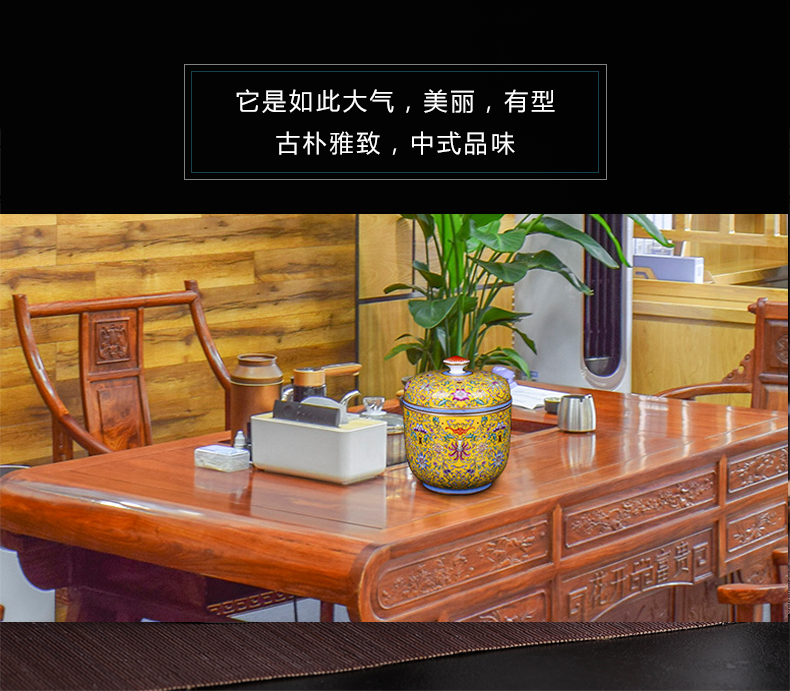 Jingdezhen ceramic household pu - erh tea seal save receives a large new Chinese porcelain decoration storage tank
